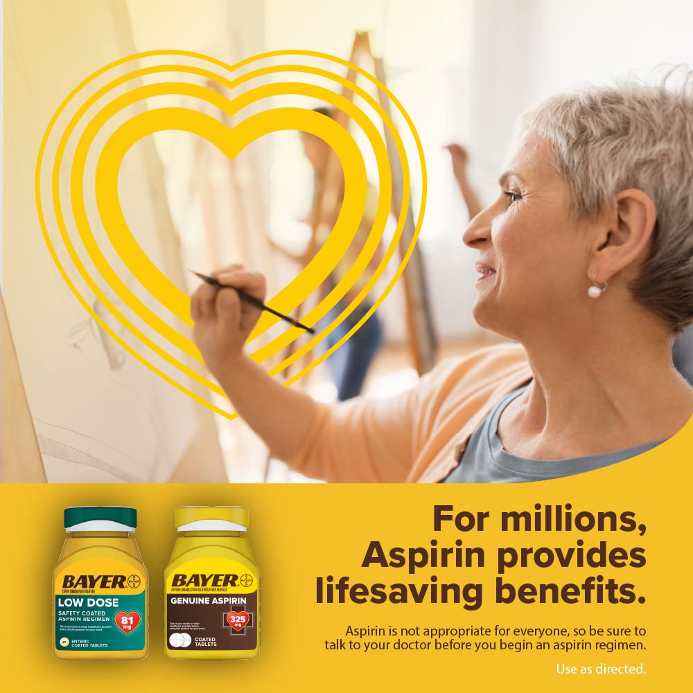 Bayer Aspirin Low Dose 81 mg, Enteric Coated Tablets, Doctor Recommended, Secondary Prevention of Cardiovascular Disease, 300 Safety Coated Tablets (Packaging may vary) Bayer buy supplements Au