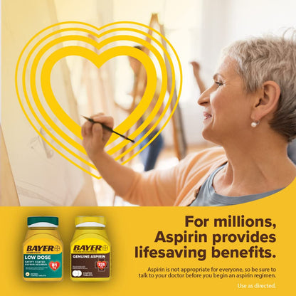 Bayer Aspirin Low Dose 81 mg, Enteric Coated Tablets, Doctor Recommended, Secondary Prevention of Cardiovascular Disease, 300 Safety Coated Tablets (Packaging may vary) Bayer buy supplements Au