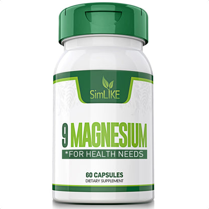 Magnesium Supplement with 9 Forms of High Absorption Magnesium Glycinate, L-threonate, Citrate, Malate and More for Muscle, Brain Support, Non-GMO, Gluten & Soy Free, 60 Capsules Simlike buy supplements Au