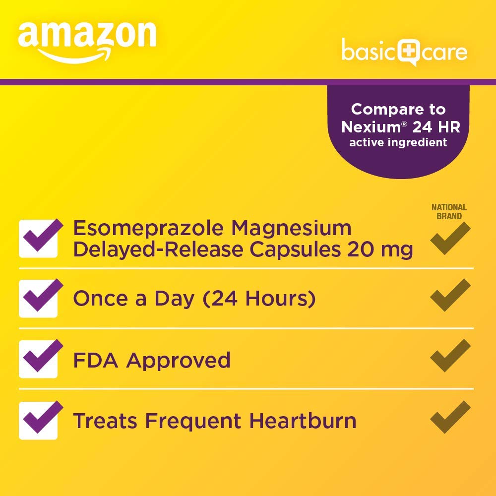 Amazon Basic Care Esomeprazole Magnesium Delayed Release Capsules, 20 mg, Acid Reducer, 42 Count Amazon Basic Care buy supplements Au