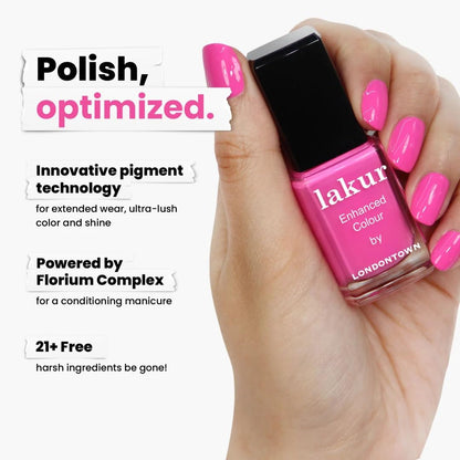 LONDONTOWN Lakur Nail Polish – Pink & Purple Shades, Berry Punch, 0.4 Fl Oz, Long-Lasting, Streak-Free, Chip-Resistant