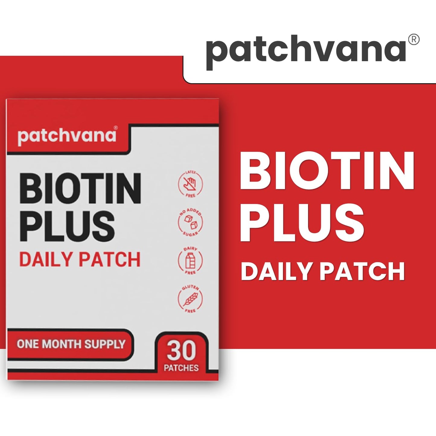 Patchvana Biotin Plus Patch for Women & Men, 1 Month Supply, 30 Patches Patchvana buy supplements Au
