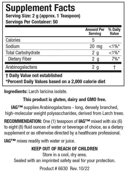Biotics Research IAG Easy to Dissolve Prebiotic Powdered Formula, Immune Support, Gut Health, Stimulate Butyrate Production, Colon Health 3.6 Ounces