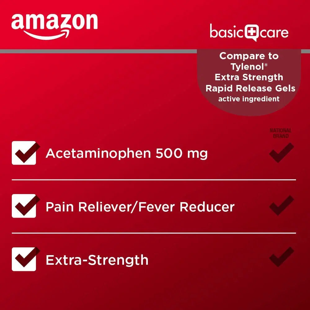 Amazon Basic Care Rapid Release Acetaminophen Caplets 500 mg, Extra Strength Pain Reliever and Fever Reducer for Headache, Backache, Menstrual Pain, Arthritis Pain, 400 Count Amazon Basic CareBuy Supplements Australia
