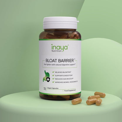 Inaya Nutrition BloatBarrier 72 Capsules - Natural Digestion and Bloating Supplement for Stomach Bloating Relief, Gas Reduction, and Improved Bowel Movements