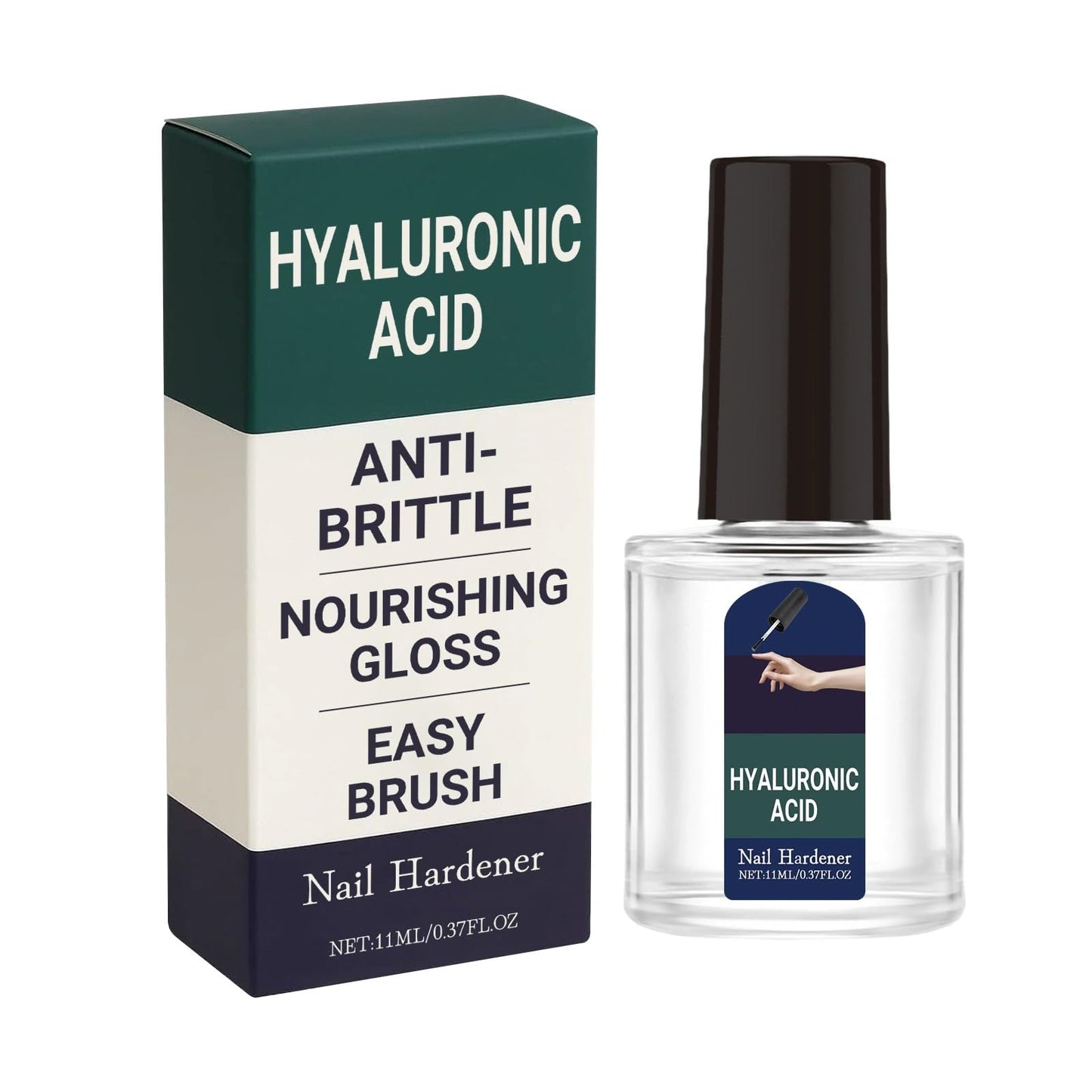 XJBD Nail Hardener Hyaluronic Acid Clear Nail Strengthener Anti-Brittle Split - 7-Day Fast-Absorbing Care Repair Serum with Vitamin E & Jojoba Oil