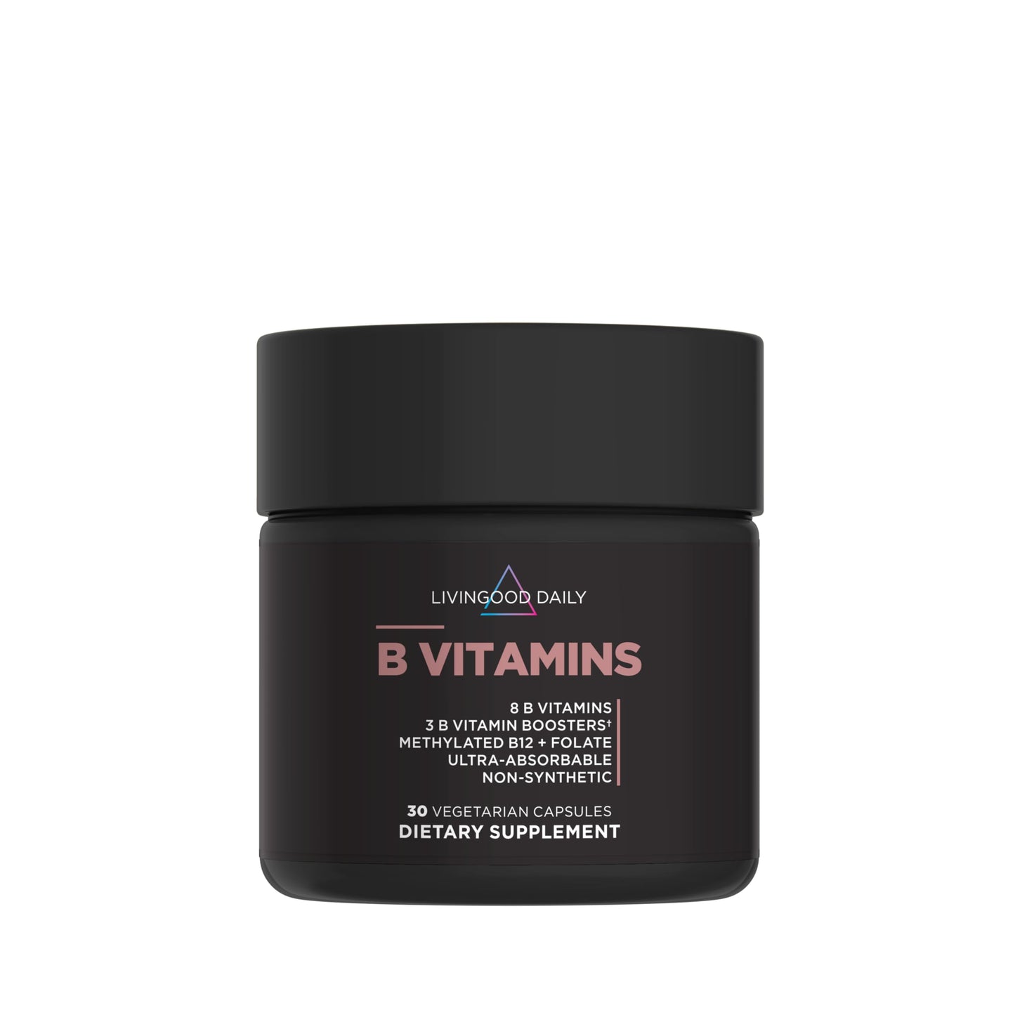 Livingood Daily Vitamin B Complex Capsules for Men and Women, Methylated B12 & Folate, 11 Active Forms Including B1 B2 B3 B5 B6 & Biotin, Gluten Free