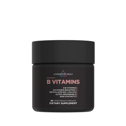 Livingood Daily Vitamin B Complex Capsules for Men and Women, Methylated B12 & Folate, 11 Active Forms Including B1 B2 B3 B5 B6 & Biotin, Gluten Free