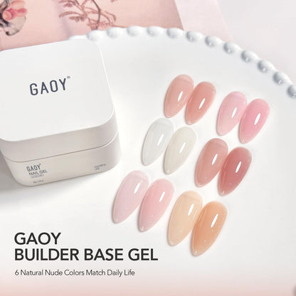 GAOY Colored Builder Base 30g with a Brush, 4-in-1 Long Lasting Nail Builder Gel Nude Pink Natural Jelly, Soak Off UV Light Cure Nail Strengthening, Light Pink