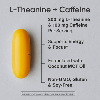 Sports Research L-Theanine Supplement with Caffeine & Coconut MCT Oil - Focused Energy, Alertness & Relaxation Without Drowsiness - 200mg L Theanine, 100mg Organic Caffeine - 60 Liquid Softgels Sports Research buy supplements Au
