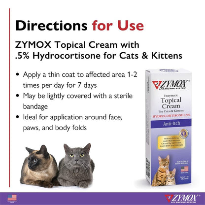 Zymox Cat & Kitten Topical Cream w/ .5% hydrocortisone - 1 oz. Tube Zymox buy supplements Au