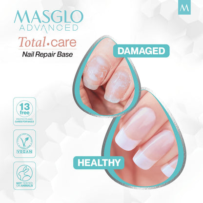 MASGLO Advanced Total Care Nail Strengthener – Post Gel Damage Recovery Treatment, 13-Free Vegan Fast-Dry Thickening Repair with Tea Tree Oil