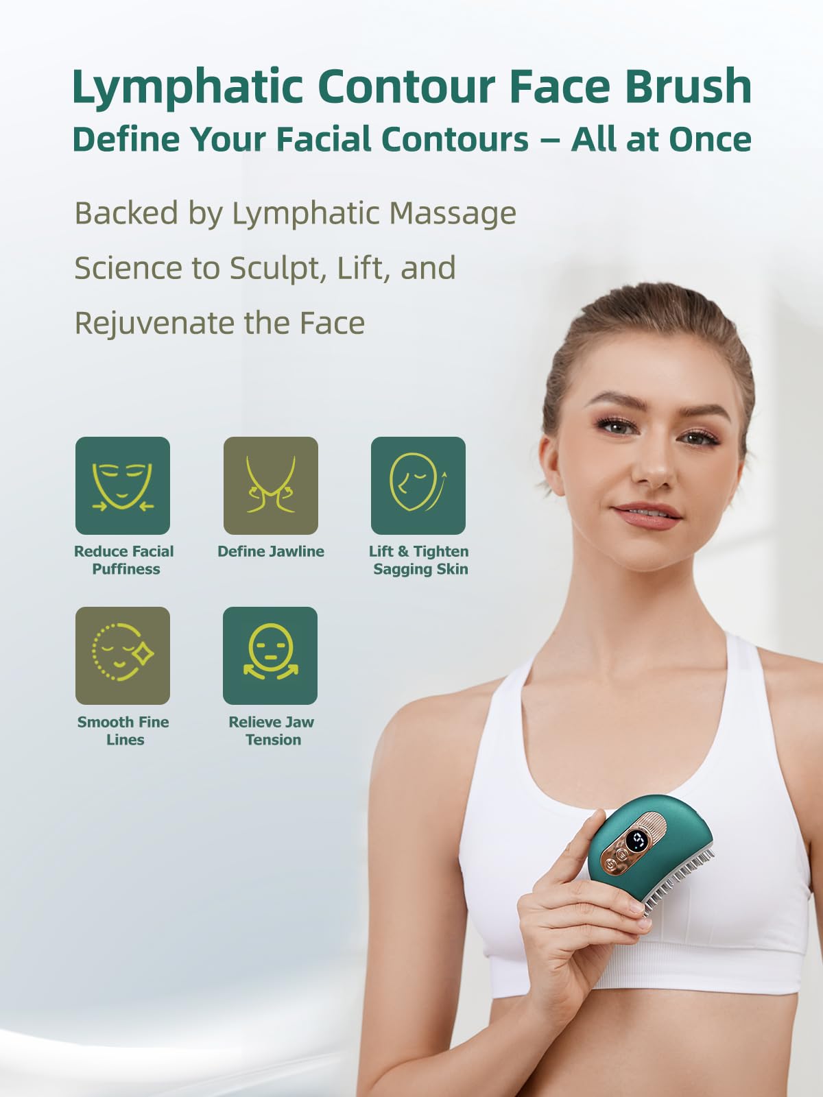 Kinbana Lymphatic Contour Face Brush – Face Massager for Lymphatic Drainage, Double Chin Reducer, and Facial Sculpting – Gentle Vibrating Lymphatic Drainage Tool for Jawline & Puffiness (Green) Kinbana buy supplements Au