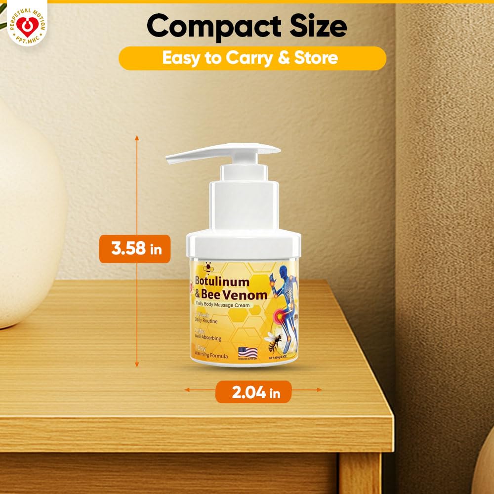 PPT.MHC Bee Venom Warming Cream with Pump - Massage Body Rub with Ginger, Peppermint & Black Pepper - Premium Bee Venom Lotion for Back, Legs & Feet - Everyday Non-Greasy 3.5oz Cream PPT.MHCBuy Supplements Australia