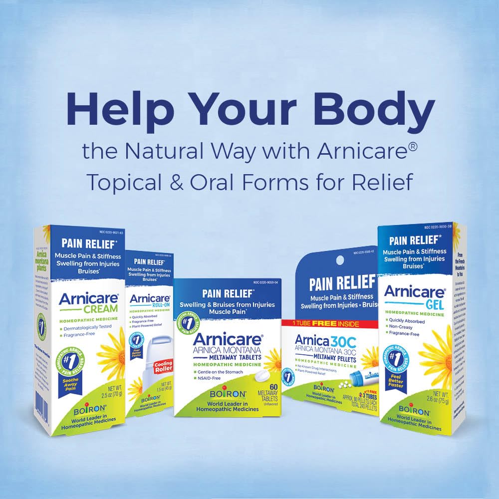 Boiron Arnicare Gel and Arnica 30c Value Pack for Pain Relief, Muscle Soreness, and Swelling from Bruising or Injury - 2.6 oz + 80 Pellet Tube BoironBuy Supplements Australia