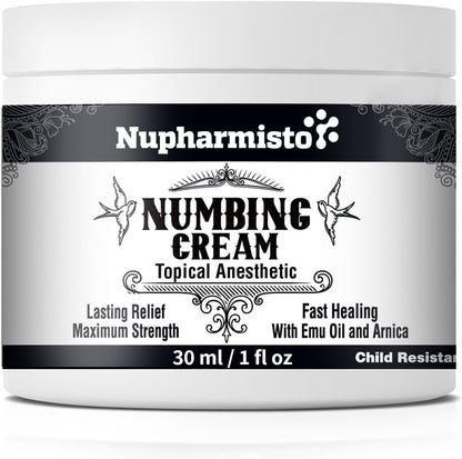 Nupharmisto Numbing Cream Maximum Strength : Long Lasting Numbing Cream with 5X Numbing - Emu Oil and Arnica 30 ml / 1 fl oz NupharmistoBuy Supplements Australia