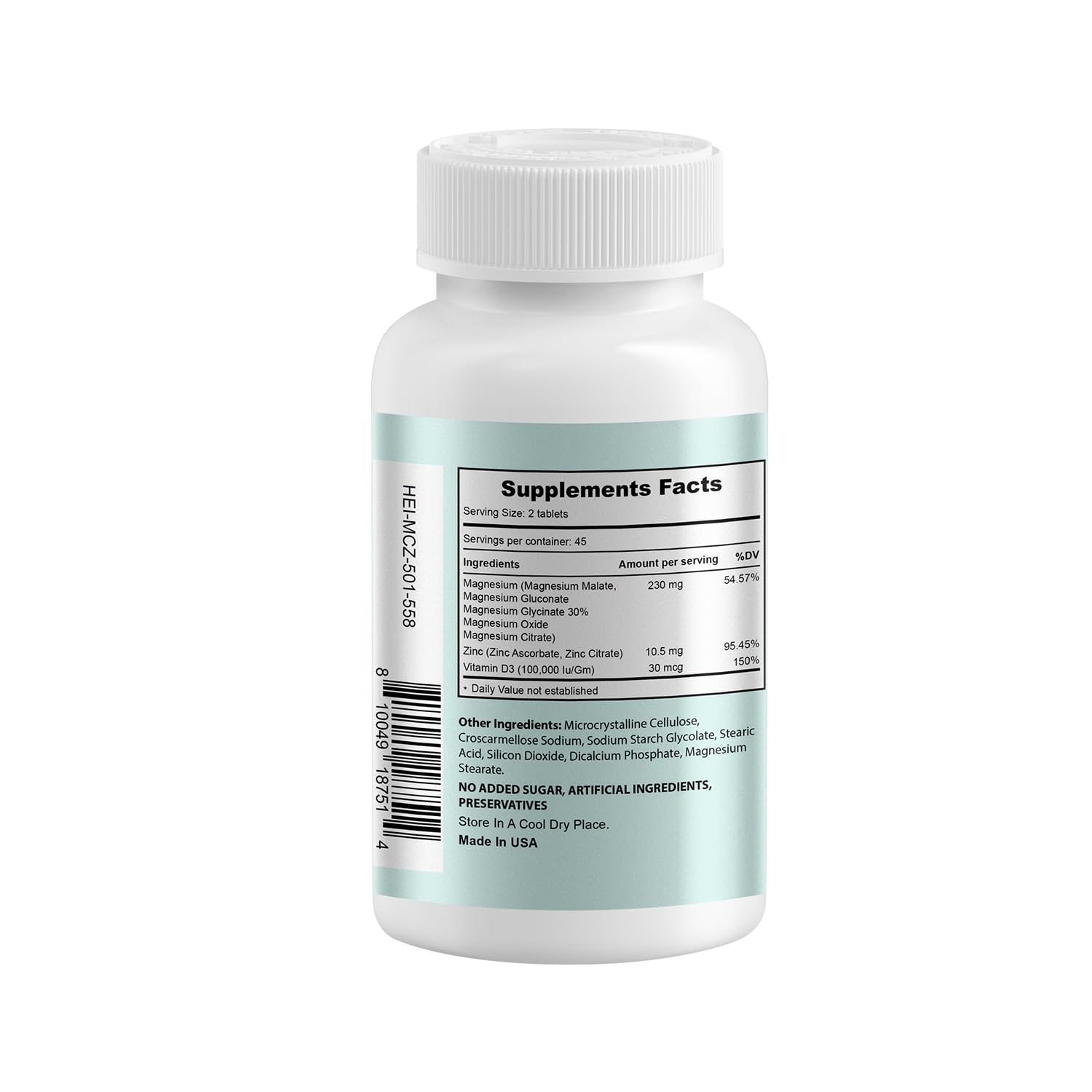 Heivy Magnesium Complex, Magnesium Glycinate, Citrate, Malate, Oxide, Gluconate with Zinc and Vitamin D3, Magnesium Supplement for Muscle, Nerve, Heart, Bone Support, High Absorption, 90 Tablets Heivy buy supplements Au