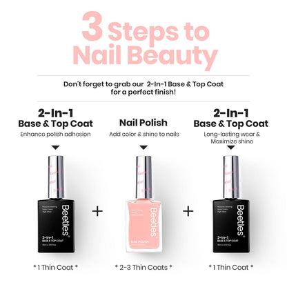 Beetles Nail Strengthener and Growth - 2 In 1 Nude Pink Nail Polish Nail Concealer Fast Dry Quick Jelly Natural Nail Strengthener