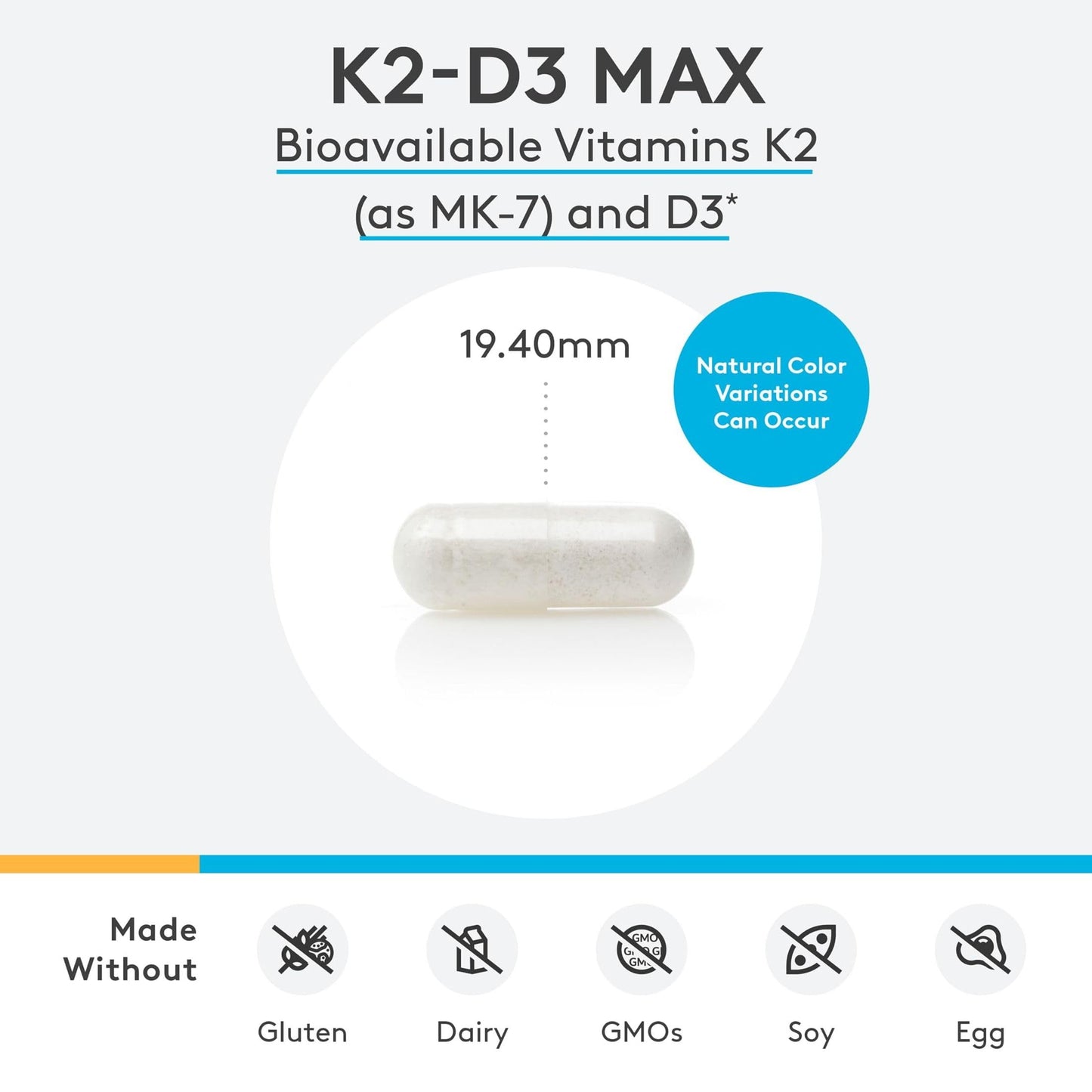 XYMOGEN K2-D3 Max - Vitamin D3 K2 Supplement for Bone & Immune Support* - High-Strength K2 MK-7 - Non-GMO, Gluten-Free, Vegetarian - 60 Capsules XYMOGEN buy supplements Au
