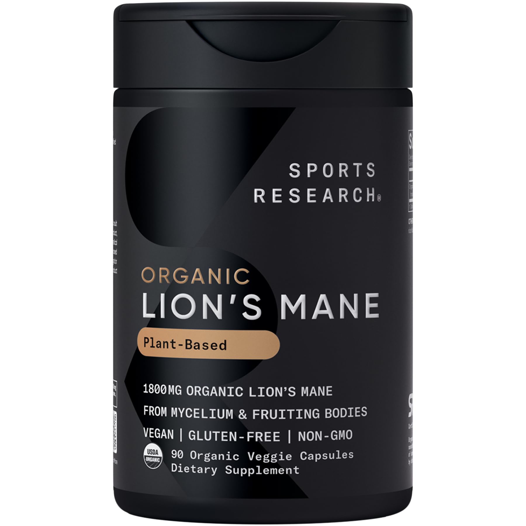 Sports Research® Organic Lion's Mane Mushroom Supplement 1800mg - Brain Health, Focus & Cognitive Supports - USDA Certified Organic · Non-GMO · Vegan - 90 Count Capsules Sports Research buy supplements Au
