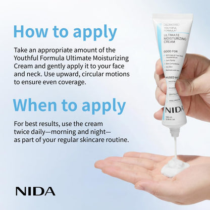 NIDA Youthful Formula™ Ultimate Moisturizing Cream | Centella Asiatica, Niacinamide, Hyaluronic Acid, Collagen | Wrinkles, Fine Lines