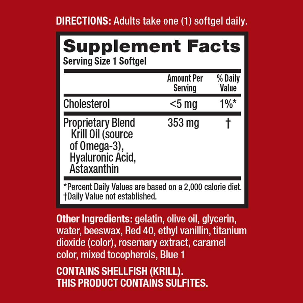 Omega-3 Krill Oil and Joint Supplement - Megared Joint Care 60 softgels - EPA/DHA fatty acids, Antioxidants, Hyaluronic acid, No fishy burp aftertaste as with Fish Oil MegaRedBuy Supplements Australia