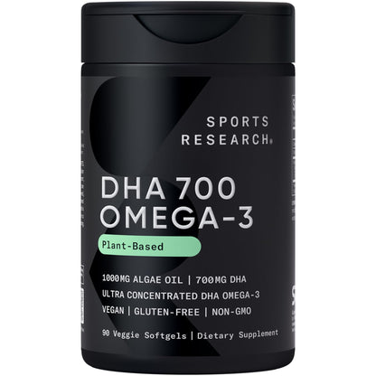Sports Research® Vegan DHA 700mg - Cognitive Support, Brain Support, Supplement with Omega-3 DHA from Algae Oil - Vegan Certified · Non-GMO · Gluten Free - 90 Count Softgels Sports Research buy supplements Au