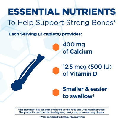 Citracal Petites- Calcium Citrate with Vitamin D3, Bone Health Support, Calcium Supplement for Ages 12+, 375 Count (Packaging May Vary)