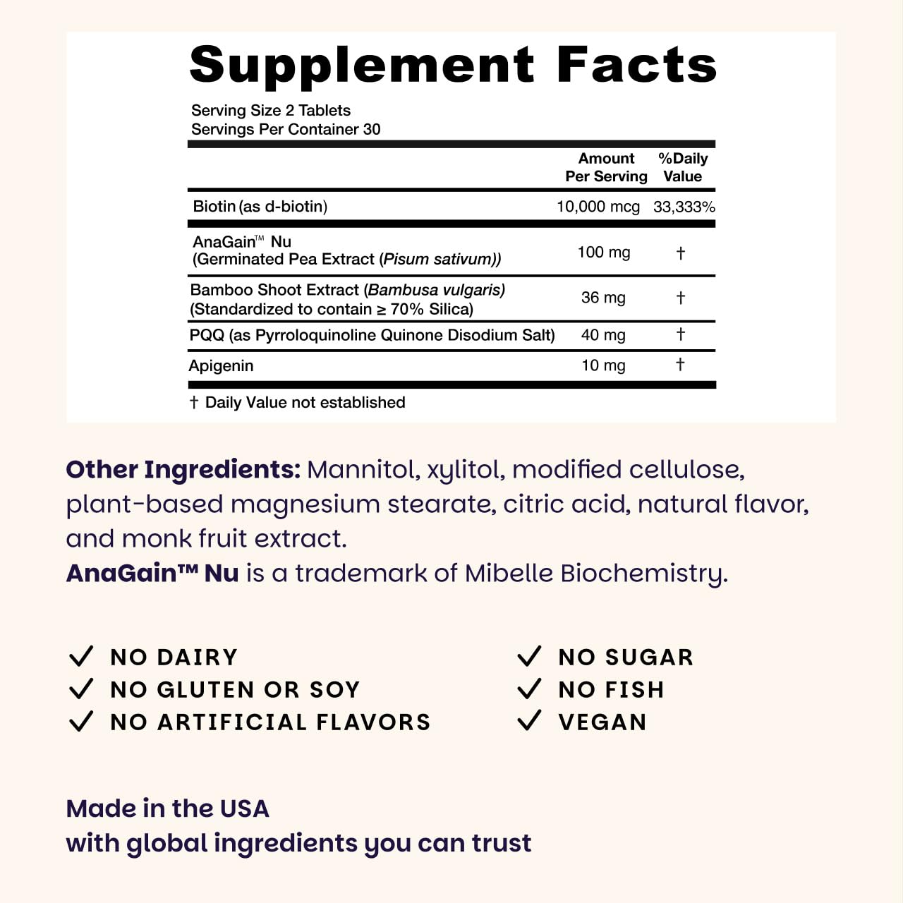EZ Melts Hair Health Complete - Hair Supplement to Support Strength & Growth - Includes AnaGain Nu, Biotin, Apigenin, Bambo Silica & More - 60 Sublingual Tablets (30 Servings) EZ Melts buy supplements Au