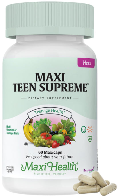 Teen Vitamins for Girls 12-17 - Teen Multivitamin Supreme with D3, Iron, Calcium, Biotin, Digestive Enzymes – Teenager Girl Multi Vitamins for Energy,