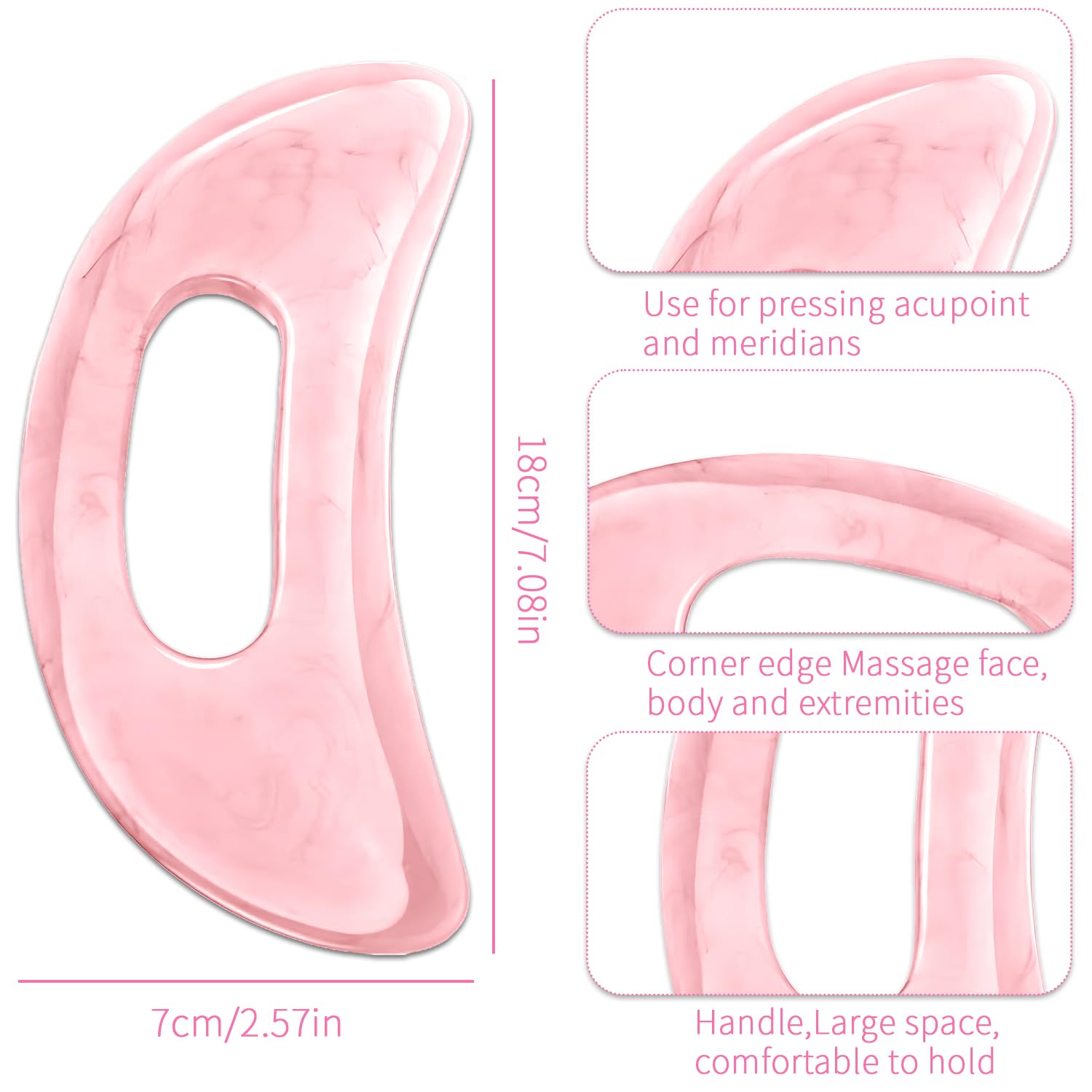 Qiifaiikooii Large Gua Sha Massage Tool for Body Back,Lymphatic Drainage Anti Cellulite,Resin(Pink/7.1In) Qiifaiikooii buy supplements Au