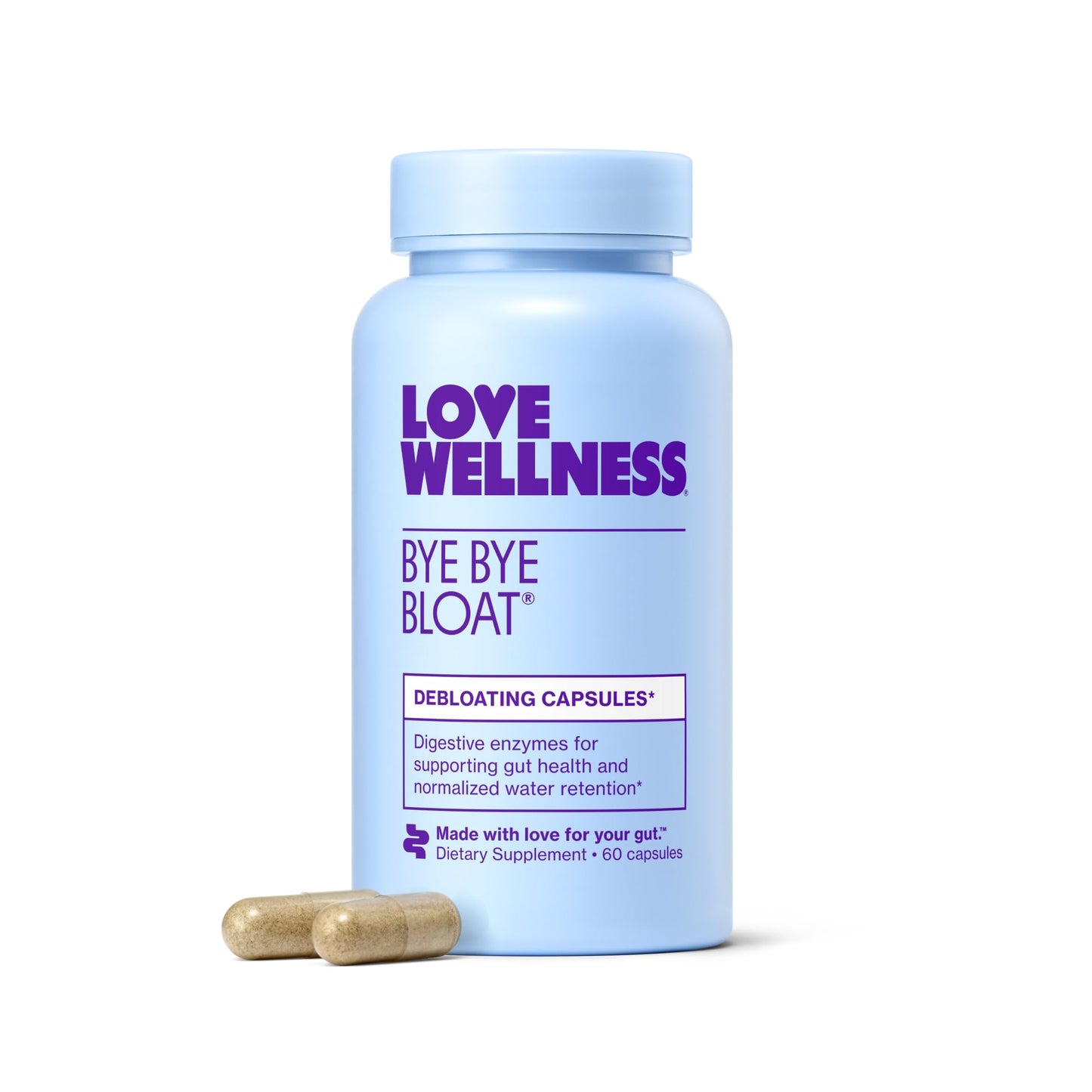 Love Wellness Bye Bye Bloat | Digestive Enzymes for Fast Acting Bloating Relief for Women | Helps Reduce Water Retention & Gas Relief | Supports Digestive Health