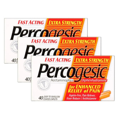 Percogesic Extra Strength Pain Relief | Aspirin Free Dual Action Relief | 40 Coated Caplets (3 Pack) PercogesicBuy Supplements Australia