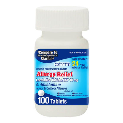 Ohm Allergy Pills - Loratadine Allergy 24 Hour Non Drowsy Relief for Seasonal Allergies, Sneezing - Loratadine 10 mg Antihistamine for Effective Non-Drowsy 24-Hour Symptom Relief - 100 Count Ohm buy supplements Au
