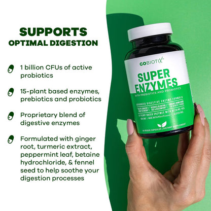 GOBIOTIX Digestive Enzymes Supplement with Prebiotics and Probiotics for Women and Men - Gut Health, Gluten Digestion, Lactose Absorption