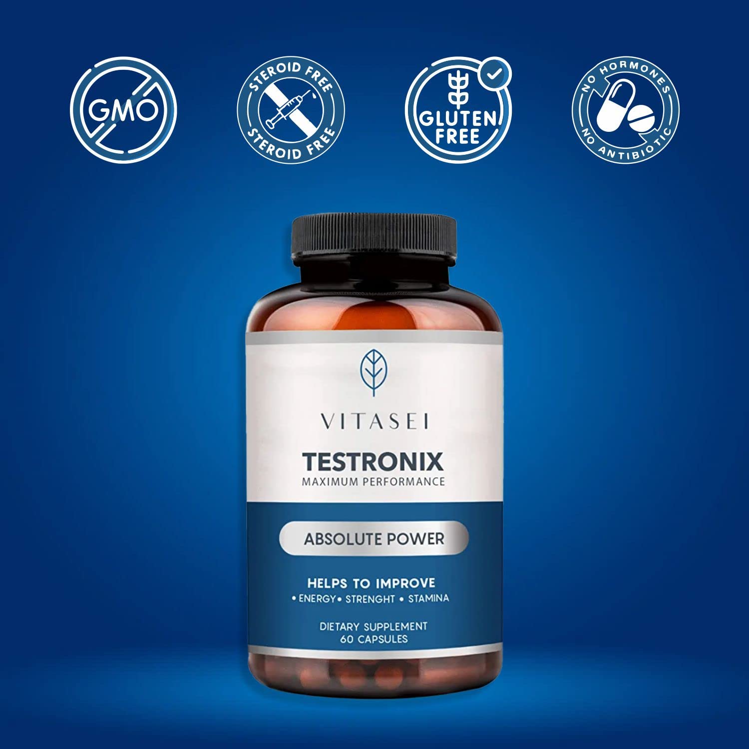 VITASEI Testronix Performance Supplement for Men - Energy and Muscle Supplements for Mens Health - 60 Capsules (Pack of 2) VITASEIBuy Supplements Australia