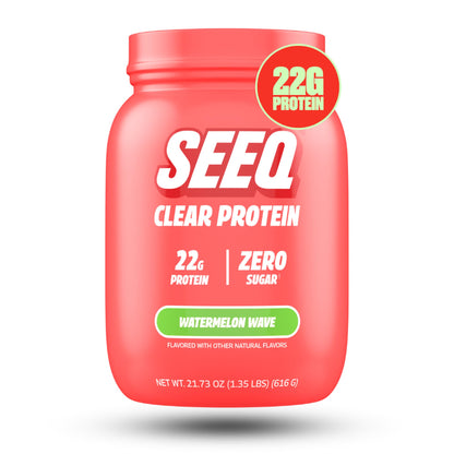 SEEQ Clear Protein Powder - Watermelon Wave - 22 Servings - 22g Clear Whey Protein Isolate - Zero Sugar - 0g Lactose - Allergen Friendly - GLP1 Support - Bone Health