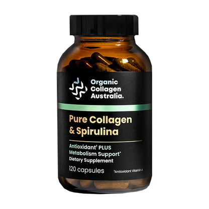 Organic Collagen Australia Pure Collagen & Spirulina Capsules – Antioxidant-Rich Supplement for Skin Elasticity, Joint Health, Metabolism Support & Energy (120 Capsules) Organic Collagen Australia buy supplements Au