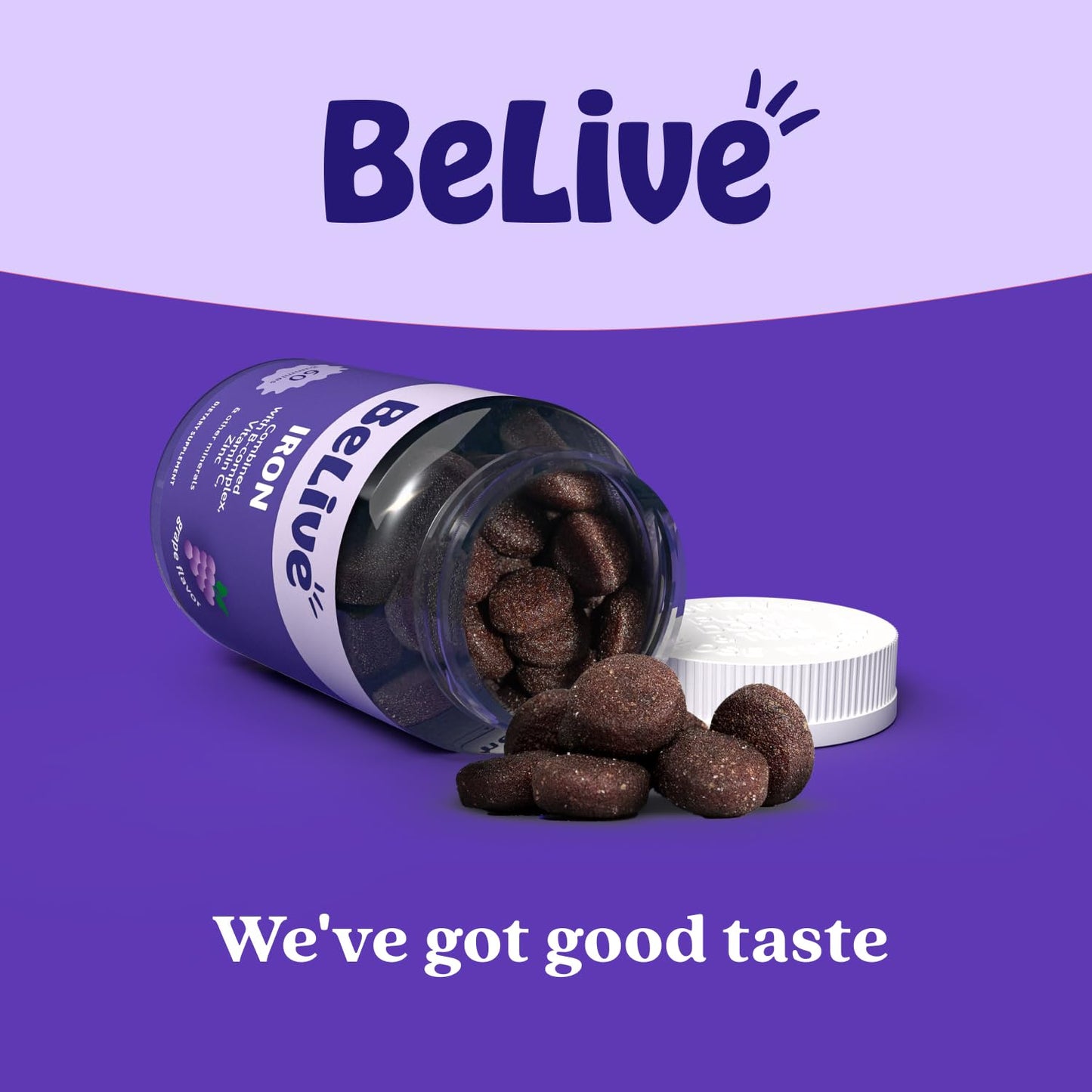 BeLive Iron Gummies - Multivitamin Supplement with Vitamin C, A, B & Zinc, Supports Blood Oxygen, Vegan Iron Supplements for Women, Men & Kids