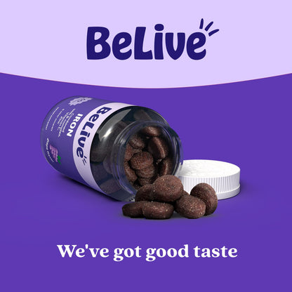 BeLive Iron Gummies - Multivitamin Supplement with Vitamin C, A, B & Zinc, Supports Blood Oxygen, Vegan Iron Supplements for Women, Men & Kids