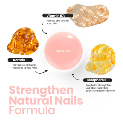 Beetles Nail Strengthener and Growth - 2 In 1 Nude Pink Nail Polish Nail Concealer Fast Dry Quick Jelly Natural Nail Strengthener