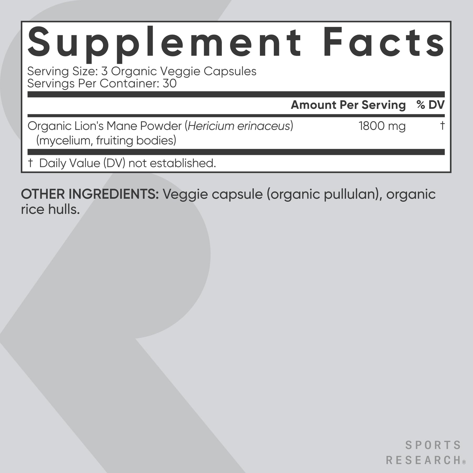 Sports Research® Organic Lion's Mane Mushroom Supplement 1800mg - Brain Health, Focus & Cognitive Supports - USDA Certified Organic · Non-GMO · Vegan - 90 Count Capsules Sports Research buy supplements Au