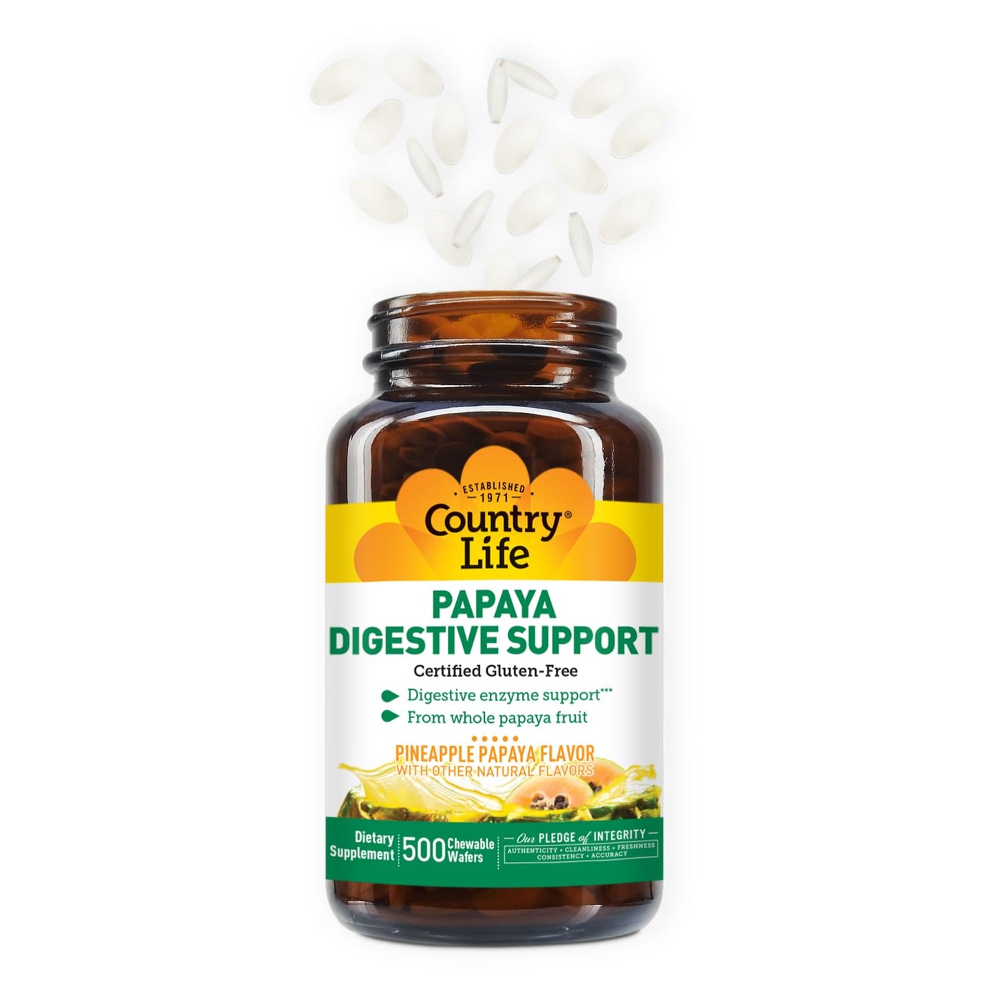 Country Life Chewable Papaya Enzymes for Digestion Support - Natural Pineapple & Papaya Flavor, Assists with Nutrient Absorption