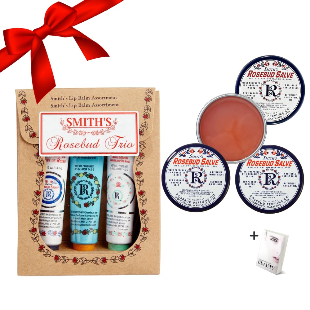 Smith's Rose Lip Balm Bulk- 3x0.5oz Premium All Purpose Lip Gloss Tubes & 3x0.8oz Lip Treatment Salve - Trio Lip Balm Tubes for Plump Lips & Cracked Skin Care - Christmas Gift Set, EBook GenericBuy Supplements Australia