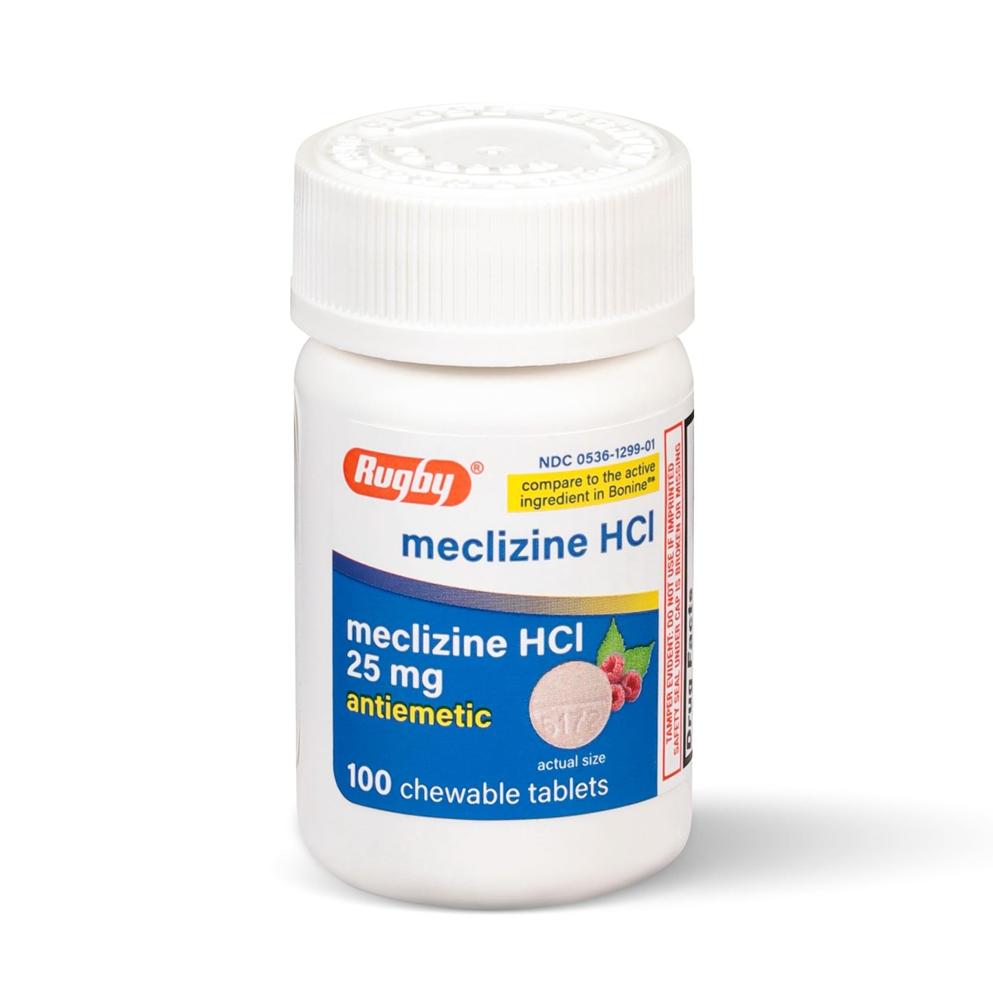 Rugby Meclizine Chewable Tablets 25mg - Anti-Nausea Medicine Helps with Motion Sickness - 100 Count (1 Pack) RUGBY LABORATORIES buy supplements Au