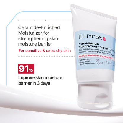 Illiyoon Ceramide Ato Concentrate Cream | Moisturizer for Dry & Sensitive Skin, 100hr Lasting Hydration