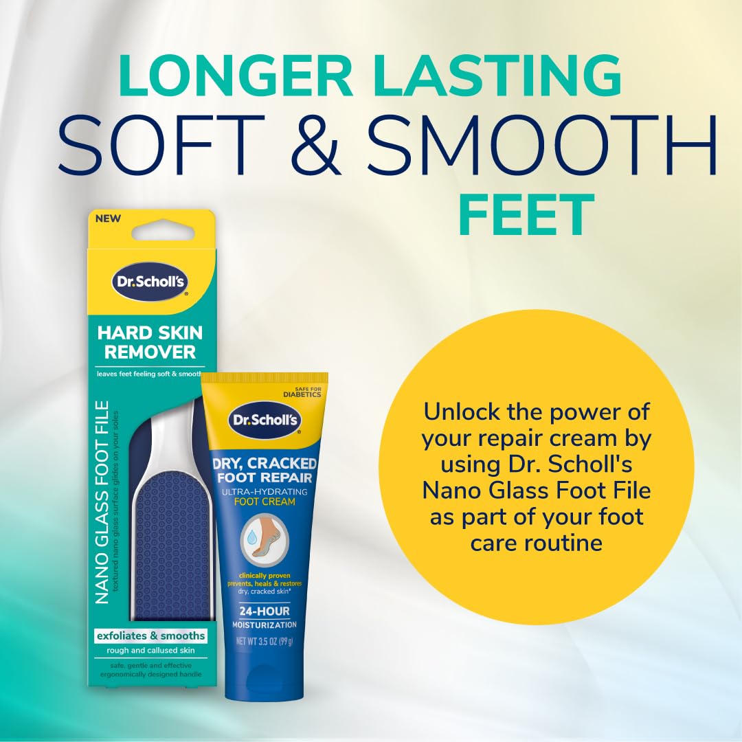 Dr. Scholl's Hard Skin Remover Nano Glass Foot File - Foot Callus Remover, Durable Foot Scrubber