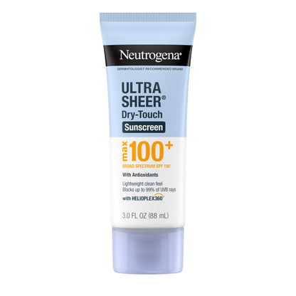 Neutrogena Ultra Sheer Dry-Touch Sunscreen Lotion, Max 100+ Broad Spectrum SPF 100 UVA/UVB Protection, Lightweight