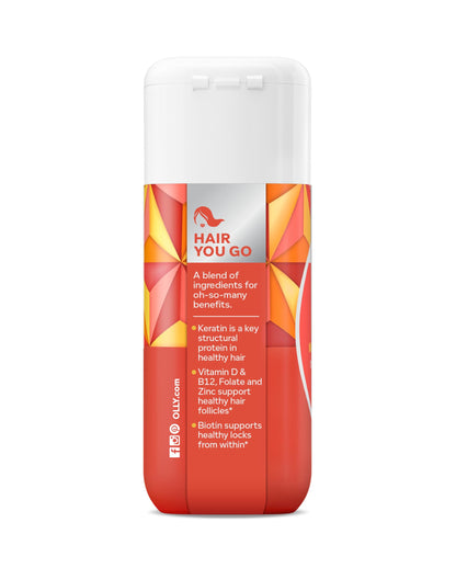 OLLY Ultra Strength Hair Softgels, Supports Hair Health, Biotin, Keratin, Vitamin D, B12, Hair Supplement, 30 Day Supply