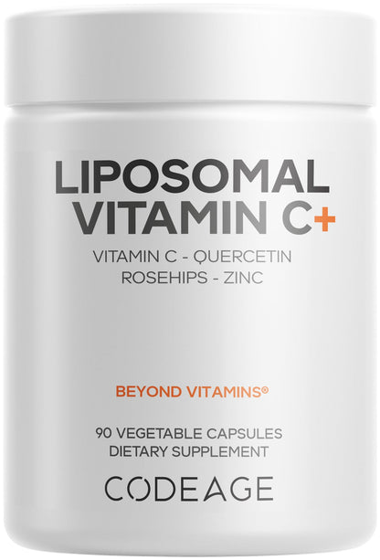 Codeage Liposomal Vitamin C Vitamins with Zinc, Elderberry, Citrus Bioflavonoids Ascorbic Acid, Quercetin & Rose Hips Fruit, Vitamina C Liposomal Supplement Pills - Non-GMO, Vegan - 90 Capsules CodeageBuy Supplements Australia